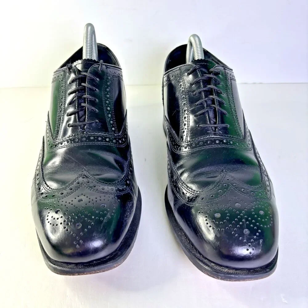 Florsheim Lexington Black Leather Wingtip Oxford Dress Shoes Men's Size 10 D